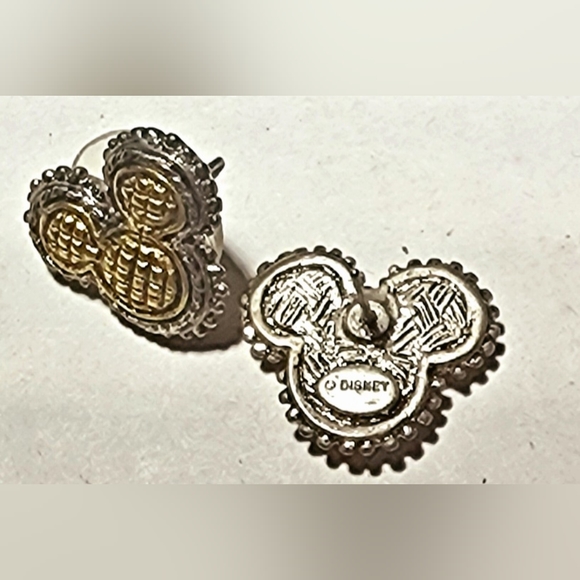 Rare find! Textured gold and silver Mickey Mouse head pierced earrings - Picture 3 of 6